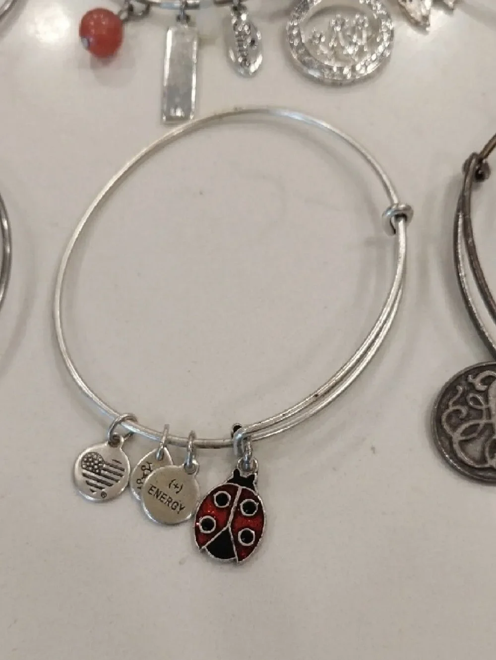 Alex And ANI Mixed Silver-Tone Charm Bangle Bracelet Set - Six Pieces..